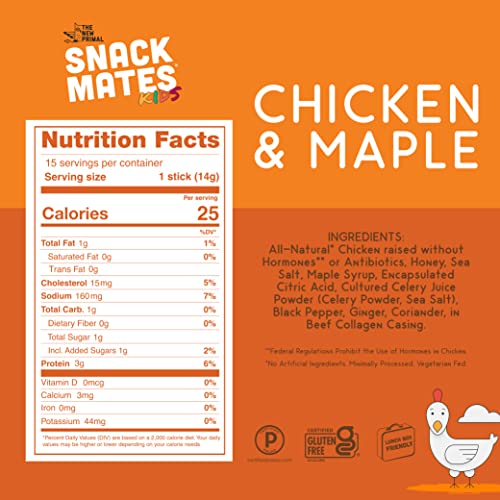 Snack Mates By The New Primal, Chicken And Maple Mini Sticks, Al...