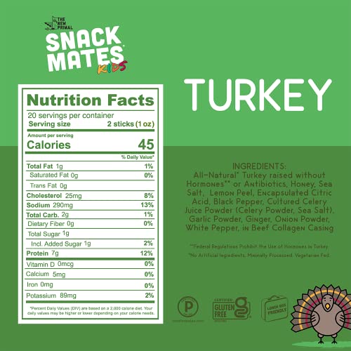 Snack Mates by The New Primal, Turkey Stick, Natural Turkey, Hig...