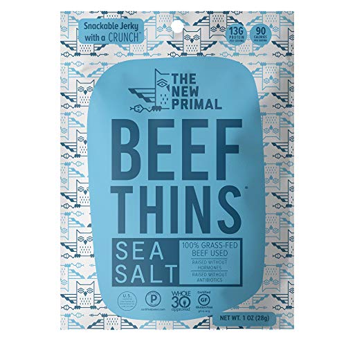 The New Primal Sea Salt Beef Thins, Grass-Fed Beef Jerky, Thinly