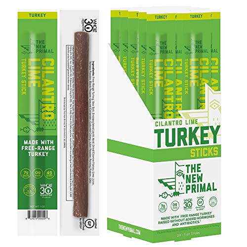 The New Primal Cilantro Lime Turkey Meat Sticks, Keto, Paleo, Wh