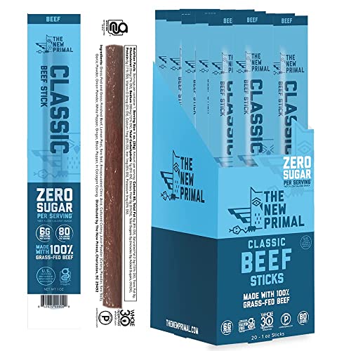 The New Primal Grass-Fed Beef Sticks, No Sugar, Keto, Whole30, P...