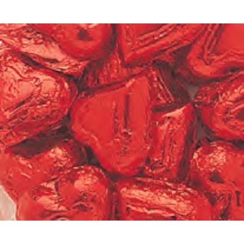 Red Foiled Milk Chocolate Hearts 5Lb Bag