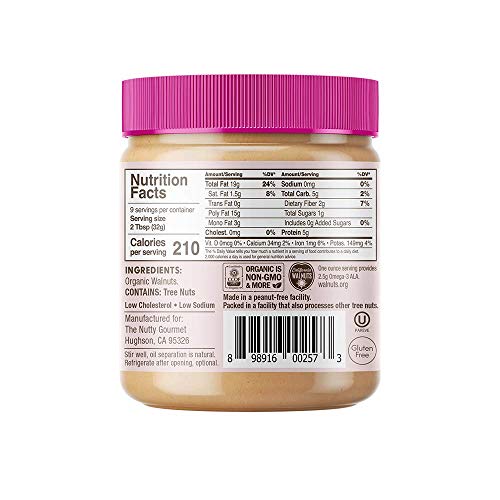 Nutty Gourmet Organic Walnut Butter - Raw Nut Butter - No Added ...