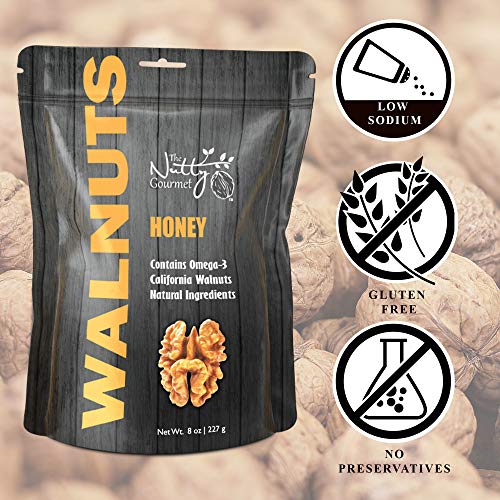 The Nutty Gourmet Honey Flavored Walnuts - Keto Snacks - Healthy