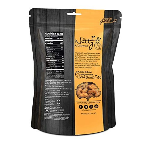 The Nutty Gourmet Honey Flavored Walnuts - Keto Snacks - Healthy