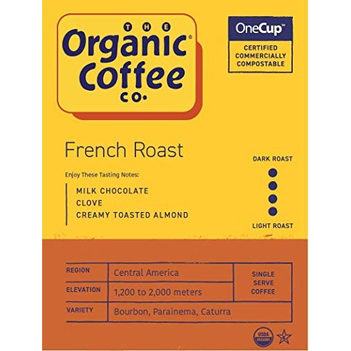 The Organic Coffee Co. French Roast 80 Ct Dark Roast Compostable