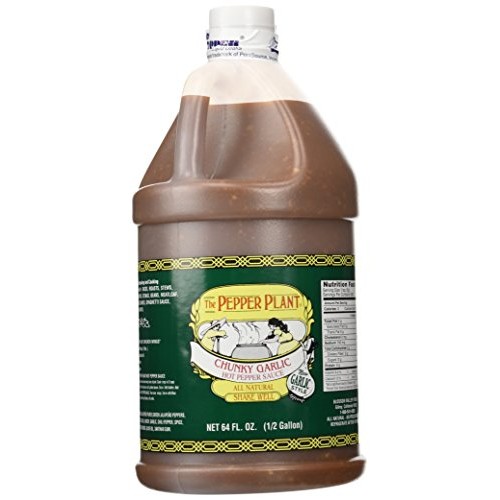 The Pepper Plant Chunky Garlic Hot Pepper Sauce 1/2-Gallon Jug