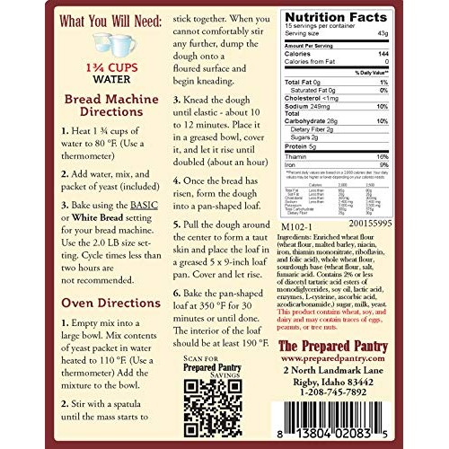 The Prepared Pantry Saint Croix Sourdough French Bread Mix; Sing