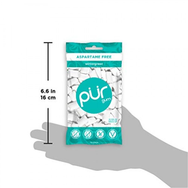 Pur 100% Xylitol Chewing Gum, Wintergreen, Sugar-Free + Aspartam
