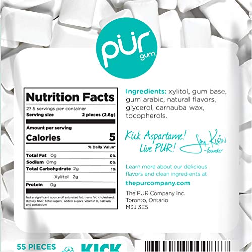 Pur 100% Xylitol Chewing Gum, Wintergreen, Sugar-Free + Aspartam