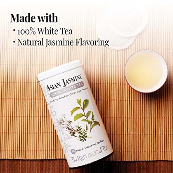 The Republic Of Tea Asian Jasmine White Tea, 50-Count