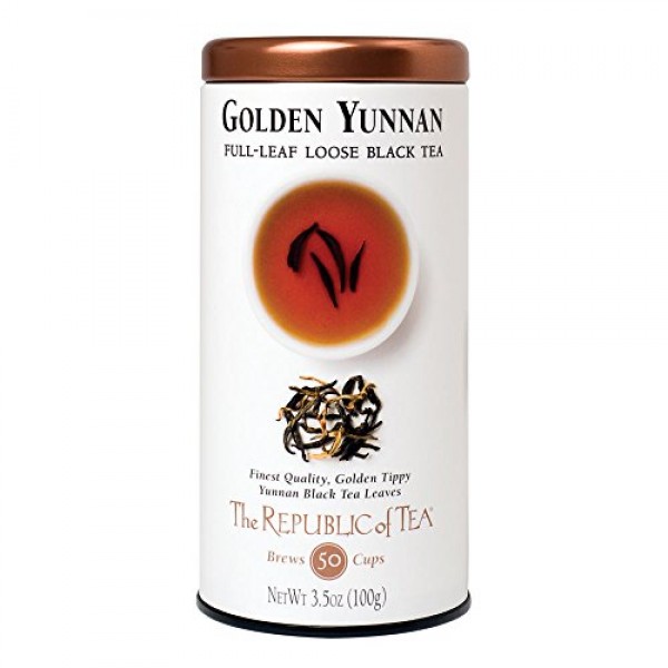 The Republic of Tea Black Full-Leaf Loose Tea Golden Yunnan Bla...