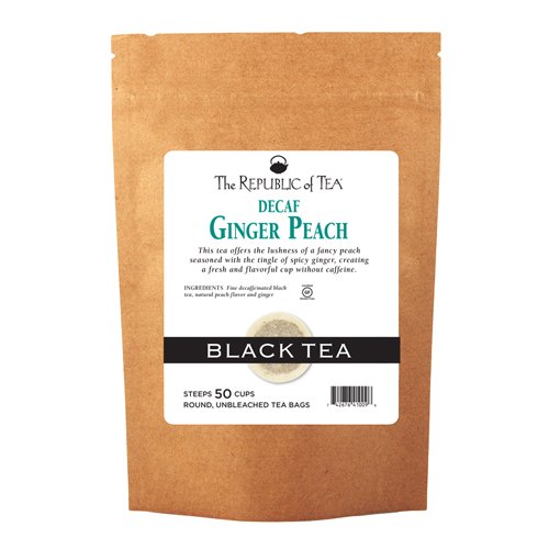 The Republic of Tea Decaf Ginger Peach Black Tea, 50 Tea Bags, L...