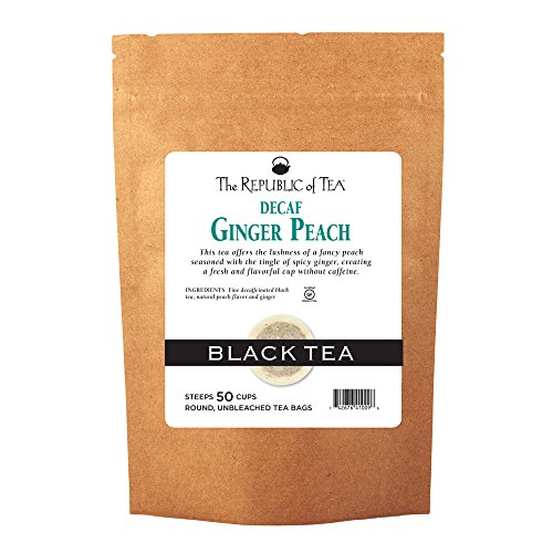 The Republic of Tea Decaf Ginger Peach Black Tea, 50 Tea Bags, L...