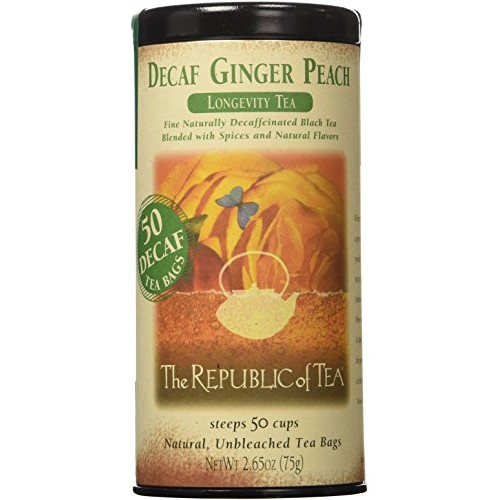The Republic Of Tea Decaf Ginger Peach Black Tea, Longevity Blen