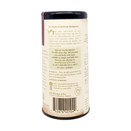 The Republic Of Tea Decaf Vanilla Almond Black Tea, 50 Tea Bags,