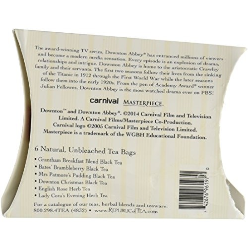 The Republic Of Tea Downton Abbey Tea, 6 Tea Bag Sampler Pillow,