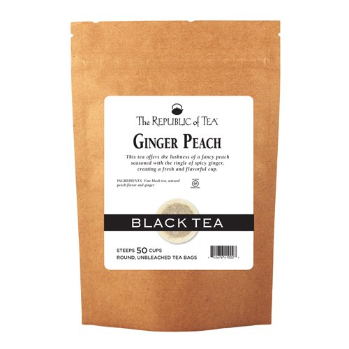 The Republic of Tea Ginger Peach Black Tea, 50 Tea Bag Refill, P...