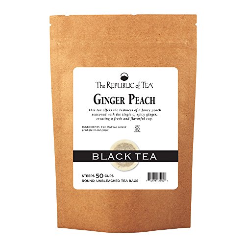 The Republic of Tea Ginger Peach Black Tea, 50 Tea Bag Refill, P...