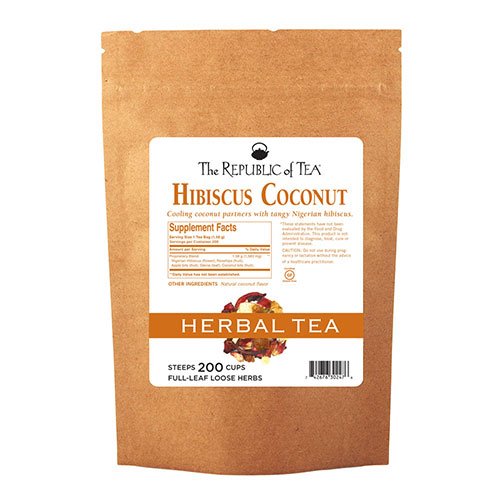 The Republic Of Tea Hibiscus Coconut Full-Leaf Herbal Tea, 1 Pou