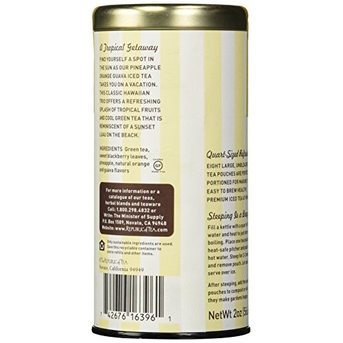 The Republic Of Tea Iced Tea Pouches Pineapple Orange Guava Gre