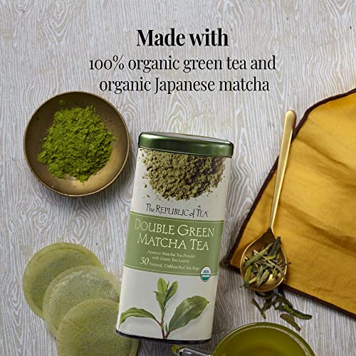 The Republic of Tea Organic Double Green Matcha, Gourmet Blend o...