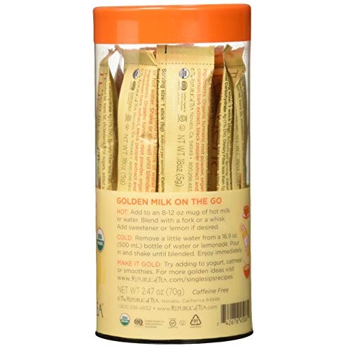 The Republic of Tea Organic Turmeric Single Sips, Instant Turmer...