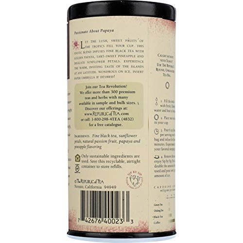 The Republic Of Tea Passionfruit Papaya Black Tea, 50 Tea Bags,