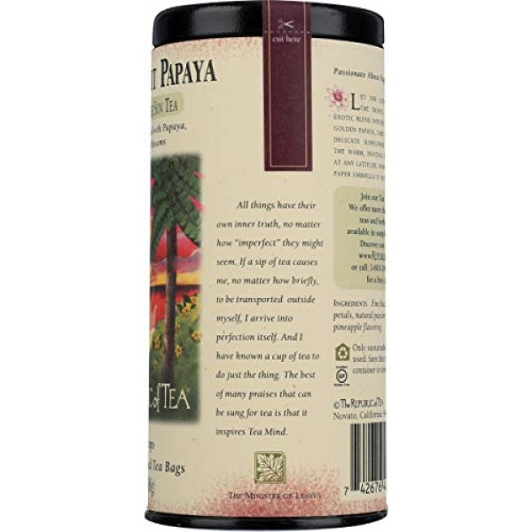 The Republic Of Tea Passionfruit Papaya Black Tea, 50 Tea Bags,