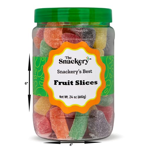 The Snackery, Fruit Slices Candy in Round Plastic Jar, 1.5 Lbs A...