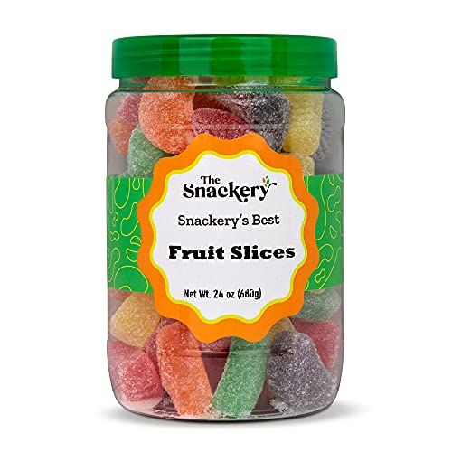 The Snackery, Fruit Slices Candy in Round Plastic Jar, 1.5 Lbs A...