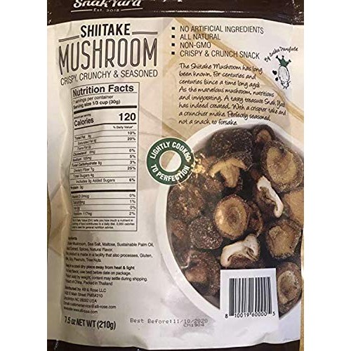 The Snak Yard Shiitake Mushroom 7.5 Oz Crispy Crunchy &Amp; Seasoned