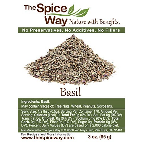 The Spice Way Basil Leaves - | 3 Oz | Pure Dried Basil Leaf