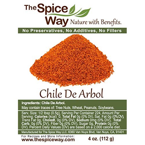 The Spice Way Chile De Arbol - Powder 4 Oz Made From Pure Dr