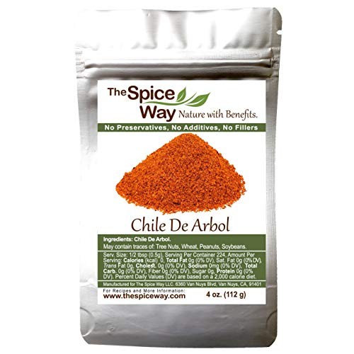 The Spice Way Chile De Arbol - Powder 4 Oz Made From Pure Dr