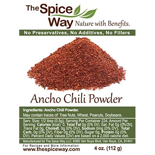 The Spice Way Premium Ancho Chile - Pure Chili Powder | 4 Oz | M