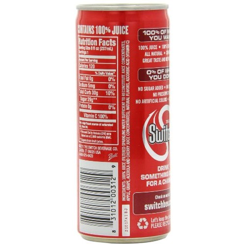 The Switch Sparkling Juice, Black Cherry, 8- Fl. Oz Cans Pack O The Switch Sparkling Juice, Black Cherry, 8- Fl. Oz Cans Pack O