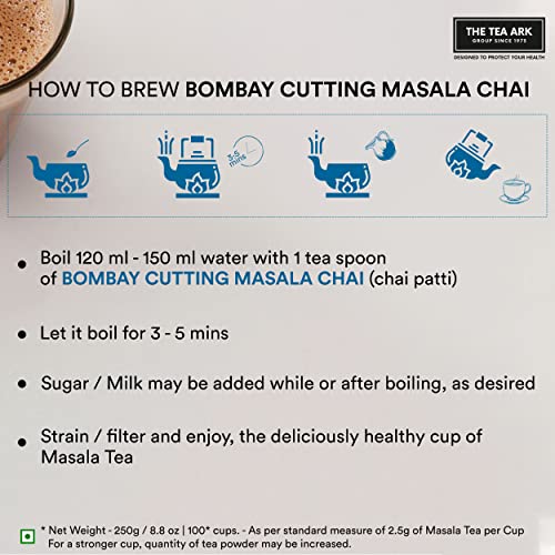 The Tea Ark Bombay Cutting Masala Chai 250G 100 Cups, Ctc Blac...