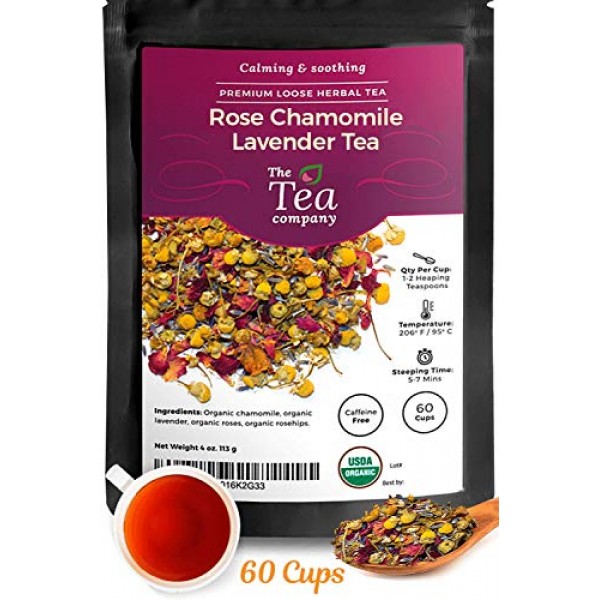 Rose Chamomile Lavender Herbal Tea 60 Cups - Stress Relief Bedti...