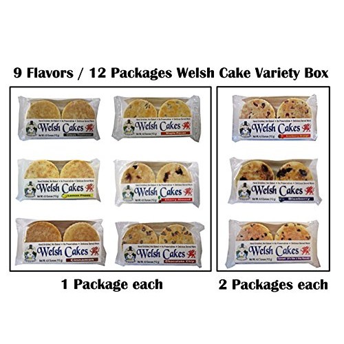 Welsh Baker Welsh Cakes - 9 Flavor / 12 Package Variety Box - 48