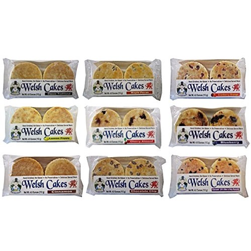Welsh Baker Welsh Cakes - 9 Flavor / 12 Package Variety Box - 48