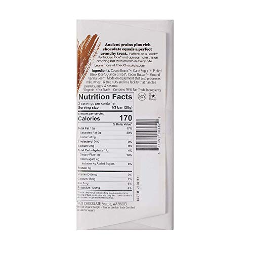 Theo Chocolate Black Rice Quinoa Crunch Organic Dark Chocolate B