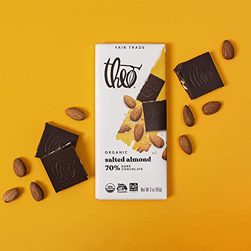 Theo Chocolate Salted Almond Organic Dark Chocolate Bar, 70% Cac