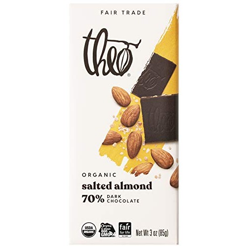 Theo Chocolate Salted Almond Organic Dark Chocolate Bar, 70% Cac