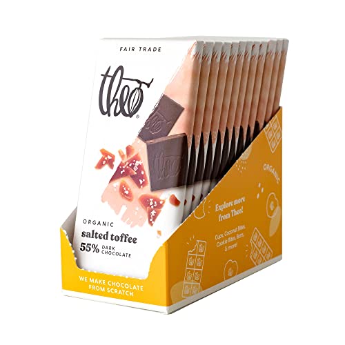 Theo Chocolate Salted Toffee Organic Dark Chocolate Bar, 55% Cac...