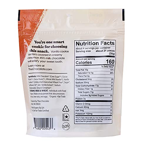Theo Chocolate Snickerdoodle Organic Cookie Bites, 4 Ounce Resea...