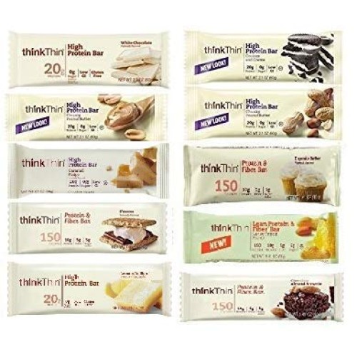 Thinkthin High Protein Super Variety Pack, 2.1 Ounce Pack Of 10