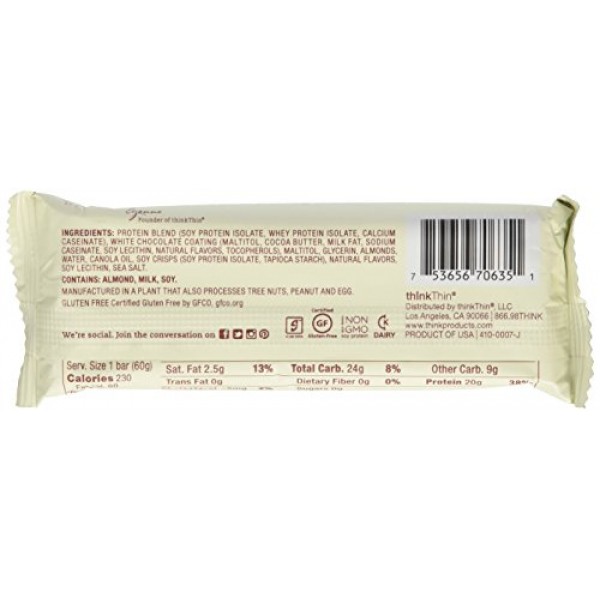 Thinkthin Creamy Peanut Butter Protein Bars 60G,10 Count Box, 2