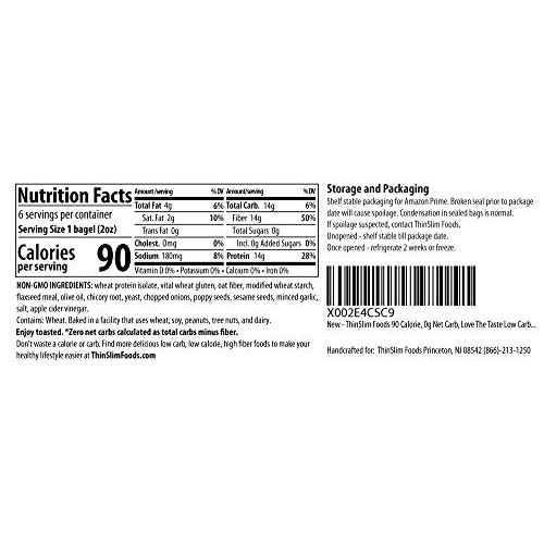 Thinslim Foods Love-The-Taste Low Carb Bagels, 2Pack Everything