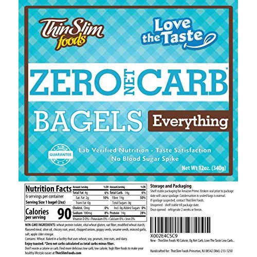 Thinslim Foods Love-The-Taste Low Carb Bagels, 2Pack Everything